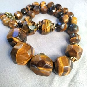 Monet Tigerseye Gemstone Nugget Necklace